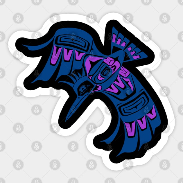 Tribal Kingfisher, PNW style Sticker by Featherlady Studio